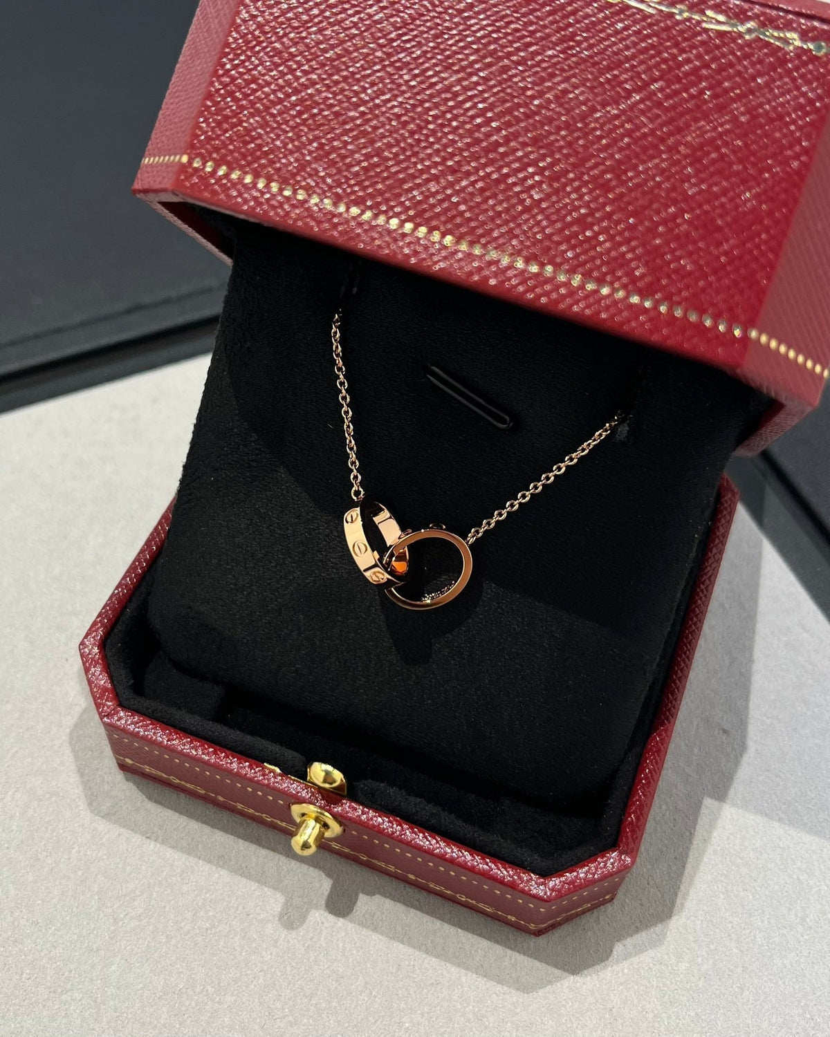 Miro LOVE ネックレス ダブルリング ピンクゴールド
