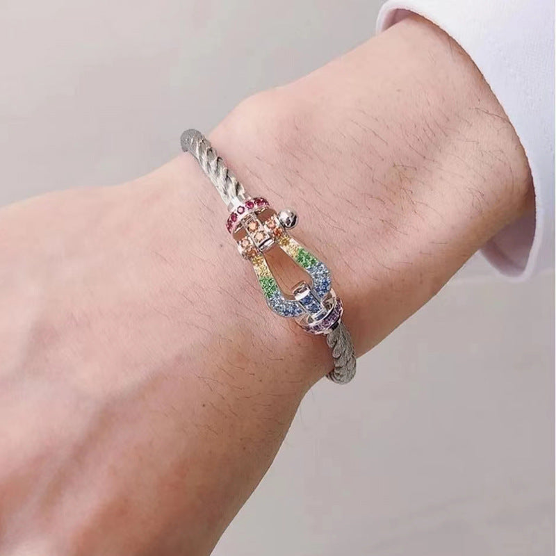 ¡®Moco¡¯FORCE LARGE HORSESHOE COLORED DIAMOND BRACELET ROSE GOLD