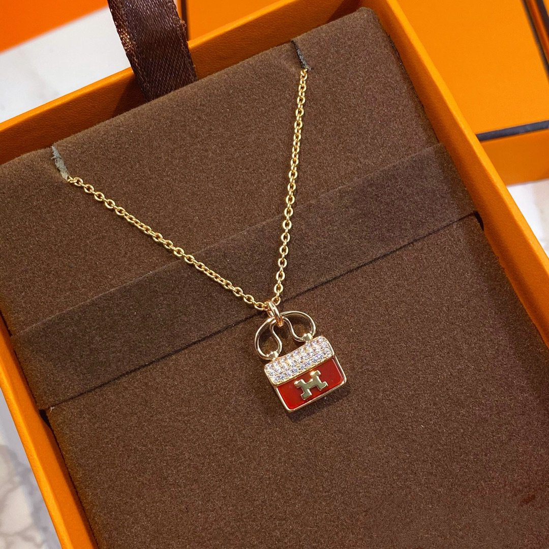 ¡®Moco¡¯CONSTANCE RED PEDANT PINK GOLD NECKLACE