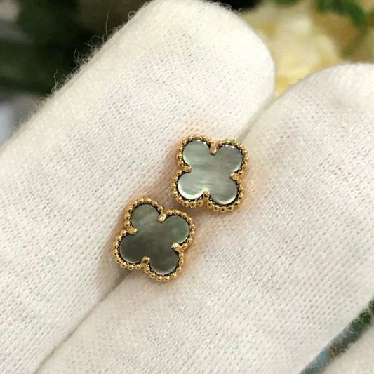 ¡®Moco¡¯CLOVER MINI 9.5MM GRAY MOP EARRINGS