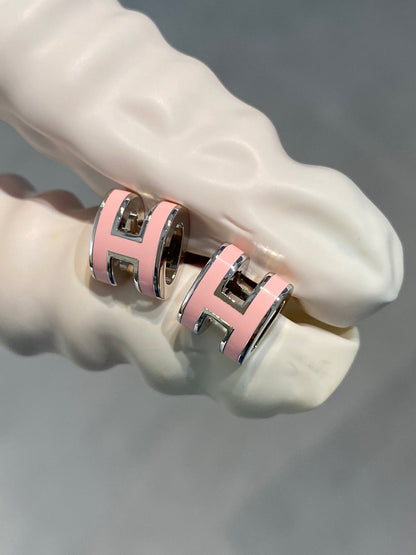 ¡®Moco¡¯MINI POP H SILVER EARRINGS PINK