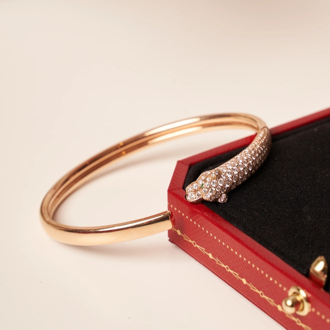 ¡®Moco¡¯PANTHERE ROSE GOLD DIAMOND OPEN BRACELET