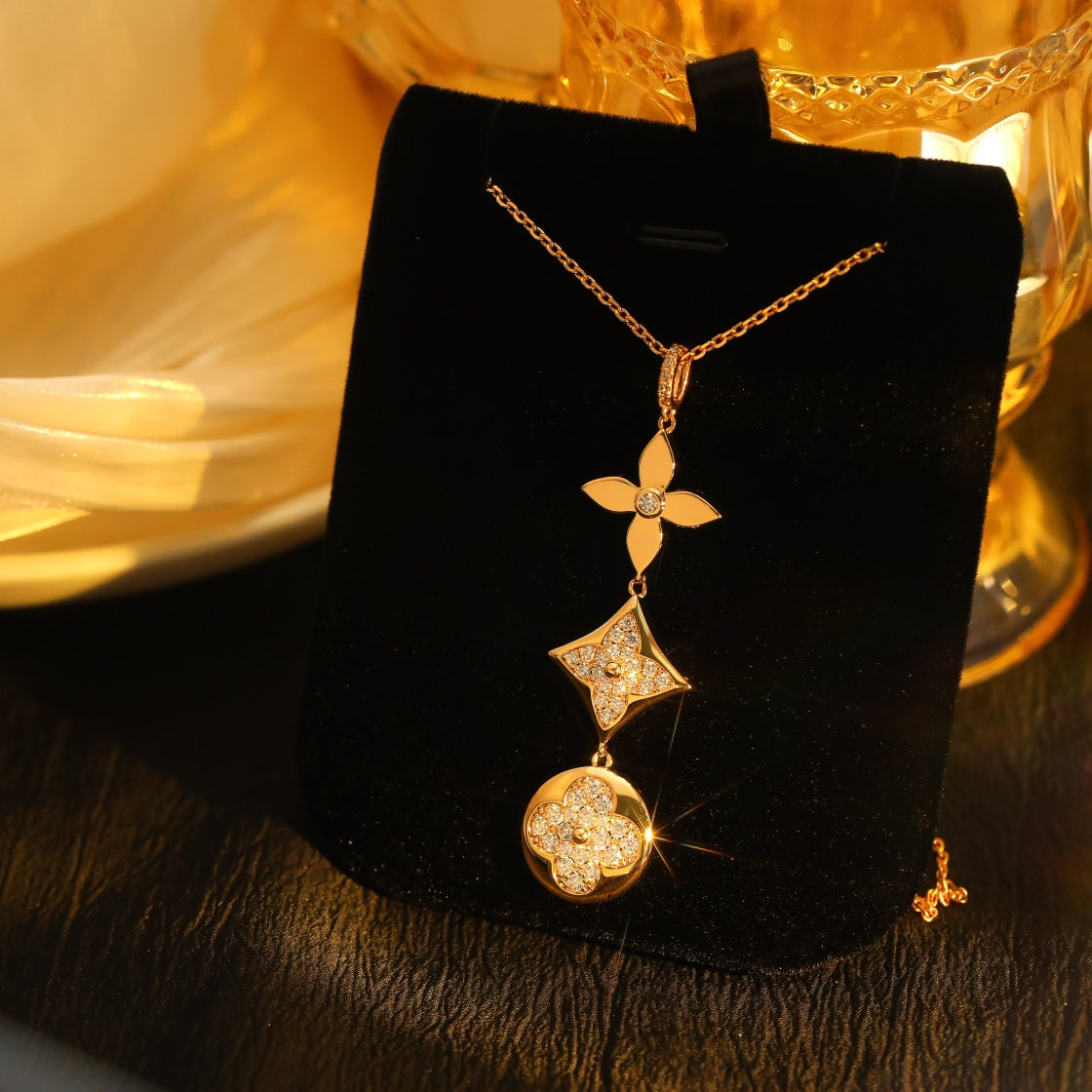 ¡®Moco¡¯STAR AND SUN DIAMOND PINK GOLD NECKLACE