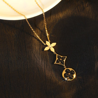 ¡®Moco¡¯STAR AND SUN ONYX PINK GOLD NECKLACE