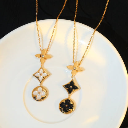 ¡®Moco¡¯STAR AND SUN ONYX PINK GOLD NECKLACE