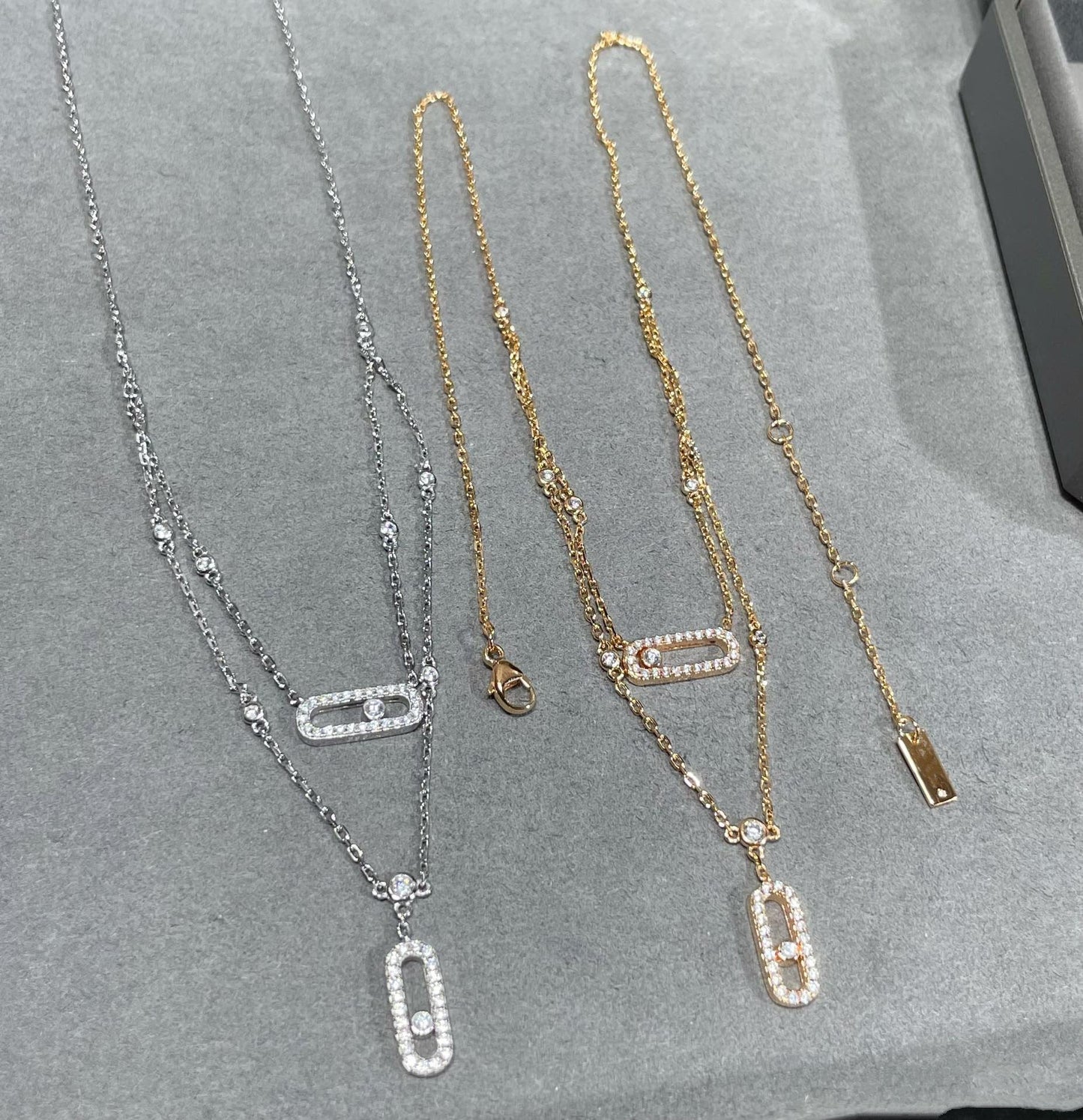 [moco jewelrys ]MOVE 2 ROW DIAMOND NECKLACE