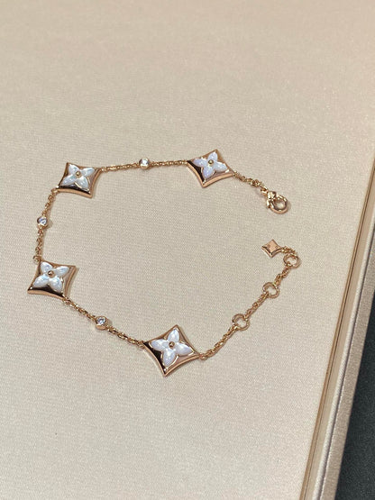 ¡®Moco¡¯STAR 4 MOTIF MOP DIAMOND PINK GOLD BRACELET