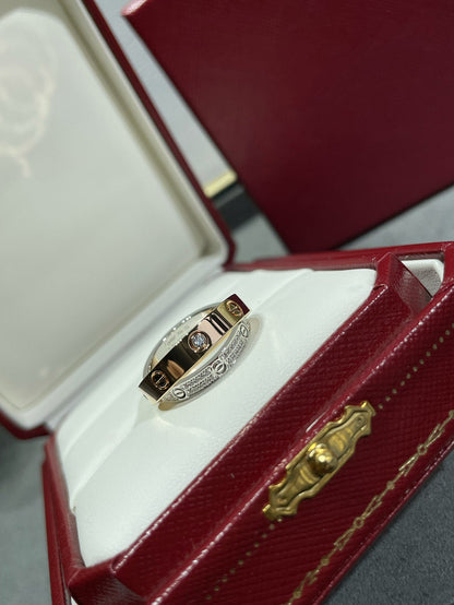 ¡®Moco¡¯LOVE PINK GOLD SILVER DIAMOND DOUBLE RING