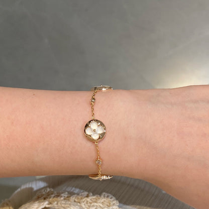 ¡®Moco¡¯STAR AND SUN 4 MOTIF WHITE MOP PINK GOLD BRACELET