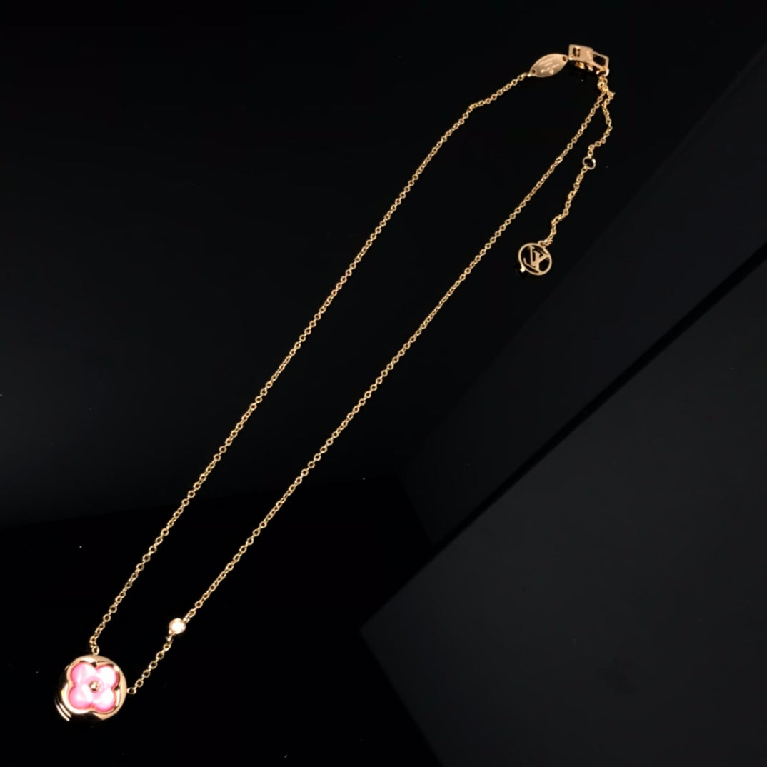 ¡®Moco¡¯COLOR BLOSSOM PINK MOP SUN GOLD NECKLACE