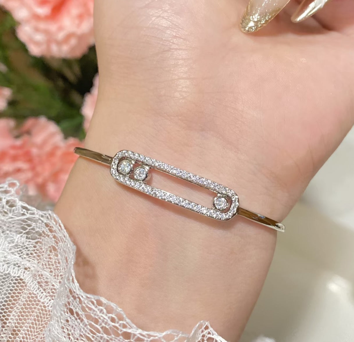 [moco jewelrys ]Move Pavé Diamond Bangle Bracelet M