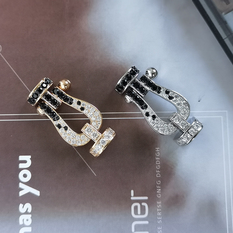 ¡®Moco¡¯FORCE LARGE HORSESHOE BLACK WHITE DIAMOND BRACELET ROSE GOLD