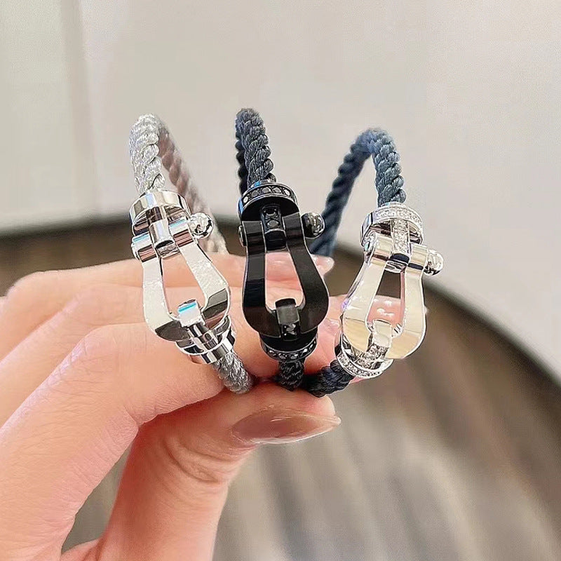¡®Moco¡¯FORCE LARGE HORSESHOE HALF DIAMOND BRACELET ROSE GOLD