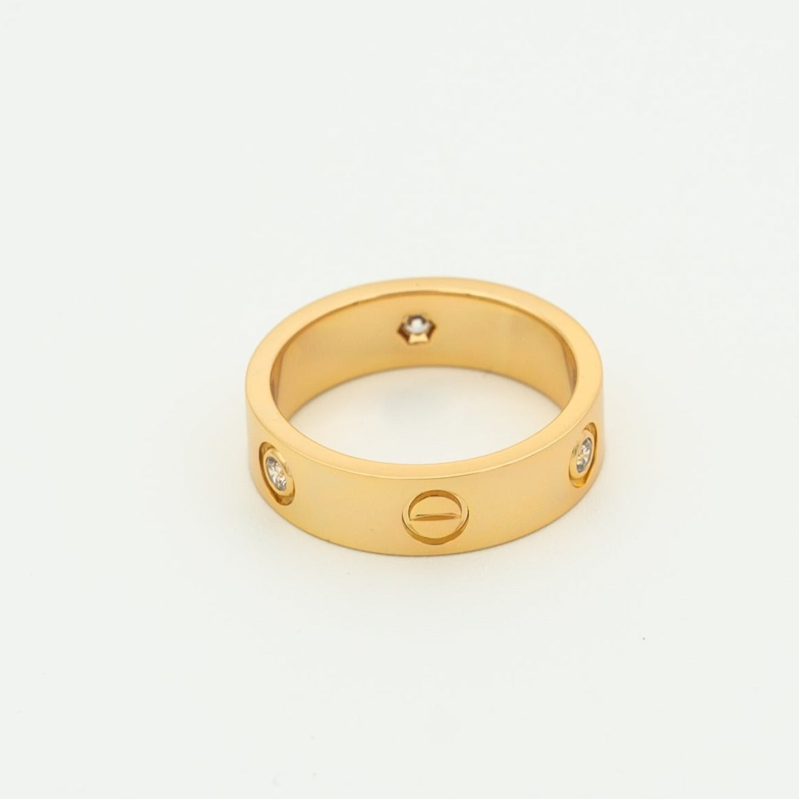 ¡®Moco¡¯LOVE RING 5.5MM 3 DIAMONDS PINK GOLD
