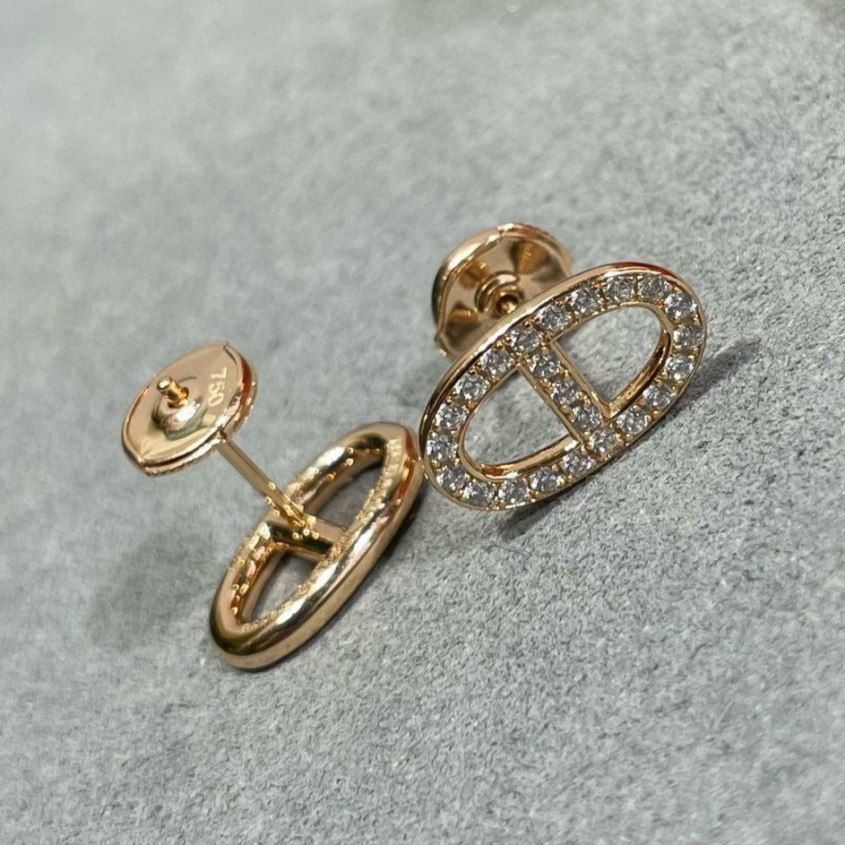 ¡®Moco¡¯HM FULL DIAMOND PIG NOSE STUD EARRINGS