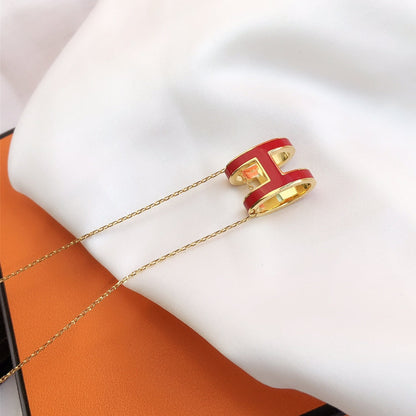 ¡®Moco¡¯HM CLIC RED ENAMEL GOLD NECKLACE