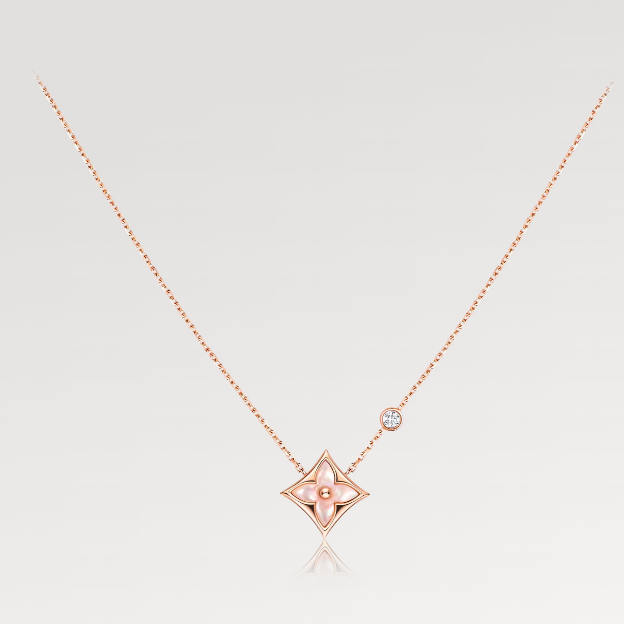¡®Moco¡¯STAR PINK MOP 1 DIAMOND PINK GOLD NECKLACE