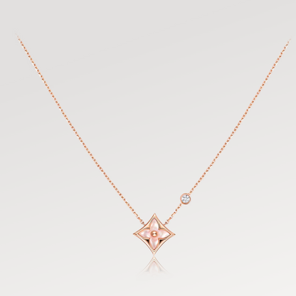 ¡®Moco¡¯STAR PINK MOP 1 DIAMOND PINK GOLD NECKLACE