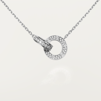 ¡®Moco¡¯LOVE 7.6MM NECKLACE ROSE GOLD AND SILVER  FULL DIAMOND