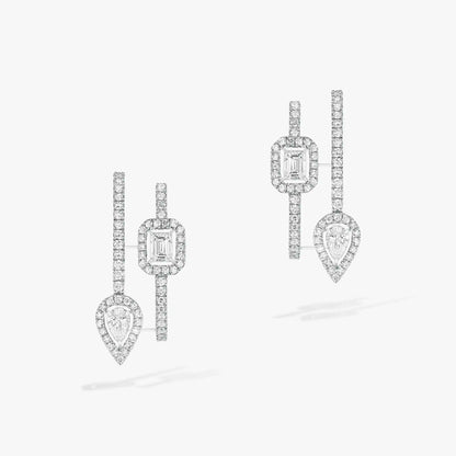 [moco jewelrys ]CREOLES MY TWIN 2 RANGS SILVER DIAMOND EARRINGS