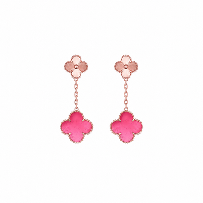 [Miro]NEW CLOVER 2 MOTIF PINK ENAMEL EARRINGS