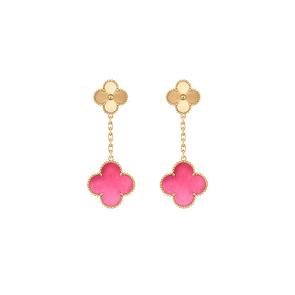 [Miro]NEW CLOVER 2 MOTIF PINK ENAMEL EARRINGS