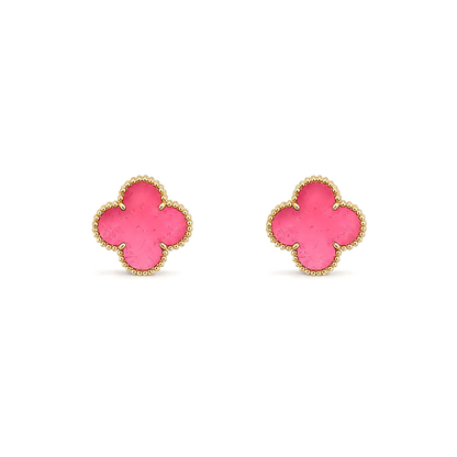 [Miro]NEW CLOVER 15MM PINK ENAMEL STUD EARRINGS
