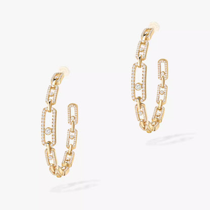 [[moco jewelrys ]Move Link Diamond Hoop Earrings