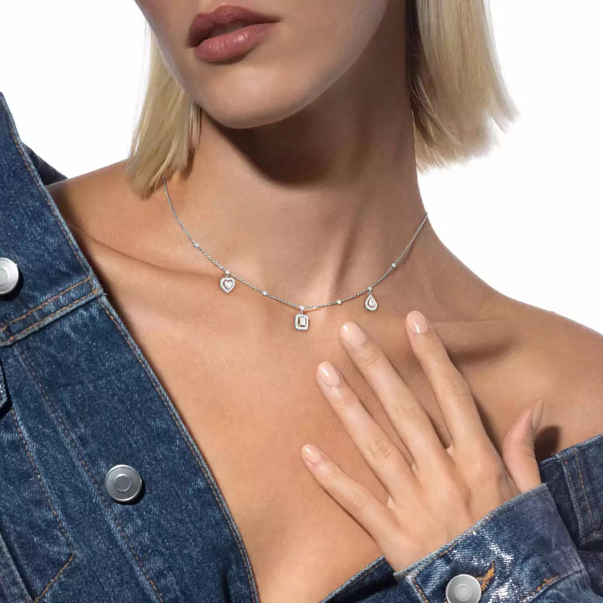 [moco jewelrys ]My Twin Diamond Necklace in Silver