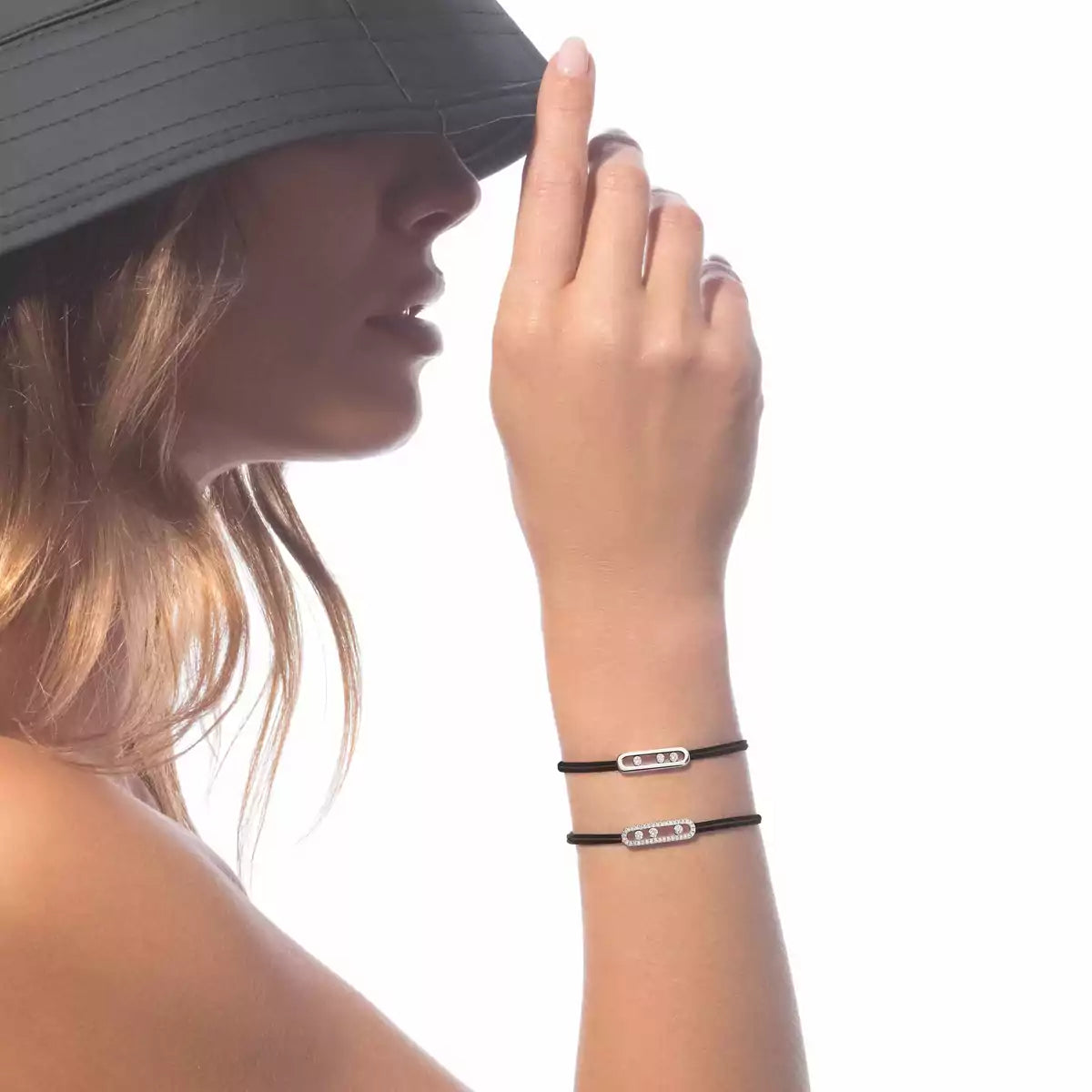[moco jewelrys ]Messika Care(s) pink cord pavé bracelet