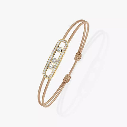 [moco jewelrys ]Messika Care(s) pink cord pavé bracelet