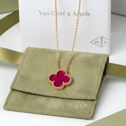[Miro] NEW CLOVER 15MM PINK ENAMEL NECKLACE