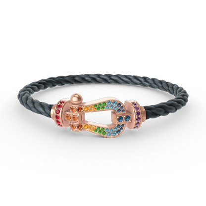 ¡®Moco¡¯FORCE LARGE HORSESHOE  COLORED DIAMOND BRACELET ROSE GOLD